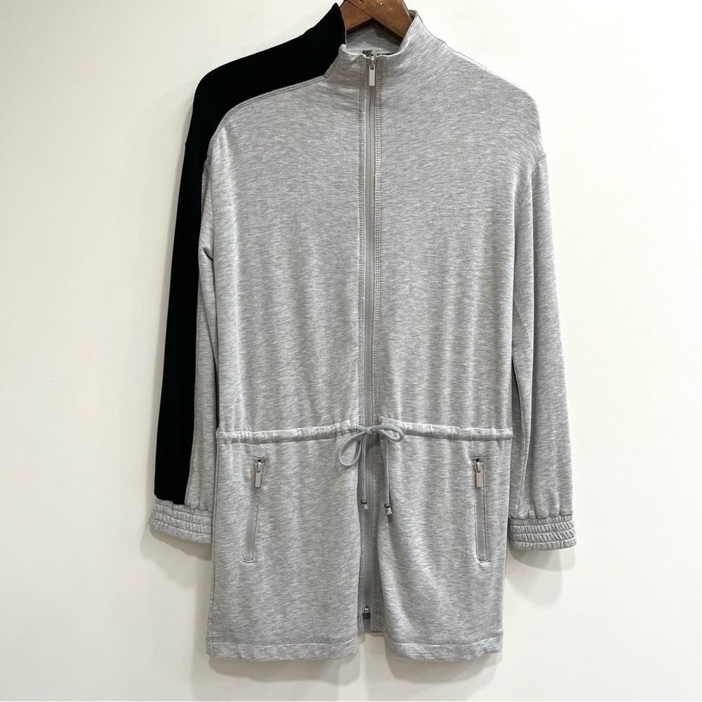 Vimmia full zip jacket long line drawstring waist gray modal cotton spandex S